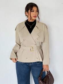 Firerie Áo khoác gió tay dài phong cách Y2K dáng rộng, rộng rãi, cỡ lớn, thời trang xuân/thu; Thích hợp cho Ngày lễ tình nhân, Hòa nhạc, Biểu diễn, Hẹn hò, Tiệc tối trang trọng, Tiệc dạ hội, Đám cưới, Gợi cảm, Thanh lịch, Đi làm, Trở lại trường, Kỳ nghỉ, Bãi biển, Lãng mạn, Phong cách công sở, Phong cách nàng tiên cá, Tiệc sinh nhật - Màu Khaki - Xem 2