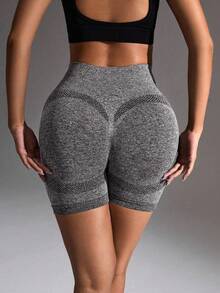 Easithlete 女式纯色高腰紧身夏季运动短裤 - 彩色 - 查看 3