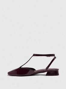 CUCCOO BIZCHIC Women's Square Toe Comfortable Fashion Commuter T-Strap Coffee Mirror Flat Shoes, Spring Casual Wear Commuter Elegant Aesthetic Vintage Style Wedding Outfit