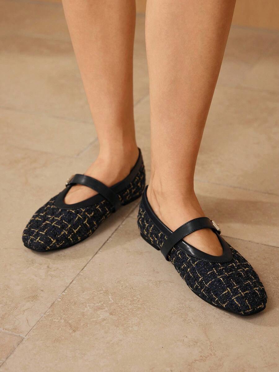 MOTF PREMIUM WOMEN'S COMMUTING CASUAL COMFORTABLE VERSATILE MARY JANE SQUARE TOE FLAT SHOES FOR CHRISTMAS - Blue - View 2