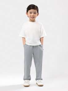 SUMWON 男童休闲宽松夏季裤子轻便舒适日常穿着阔腿裤带侧袋 - 灰色 - 查看 3