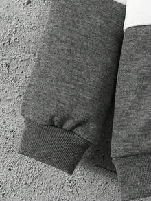 SHEIN Explorewe Young Boy Collegiate Style Color Block Zip-Up Hoodie Set, Spring/Autumn,ChicAutumn,Halloween, Christmas Fall Winter - Grey - View 7