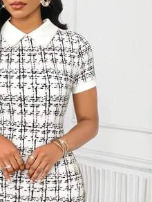 SHEIN Lady Váy dài vừa vặn họa tiết kẻ sọc thanh lịch dành cho nữ, Váy công sở mùa hè dành cho nữ, Váy dành cho phụ nữ đi làm, Quần áo phụ nữ Châu Phi, Váy tốt nghiệp/ Váy sinh nhật & sự kiện/ Váy công sở/ Váy đi nhà thờ/ - trắng - Xem 7