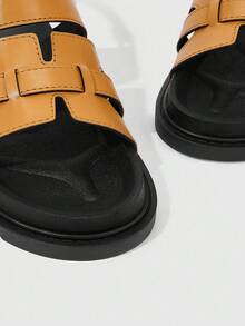 HighSole Sandalias planas de mujer con suela gruesa de doble capa en color negro - Camel - Ver 3