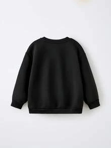 Maija Kids Maija Kids 年轻女孩蝴蝶结和字母印花圆领运动衫 - 黑色 - 查看 2