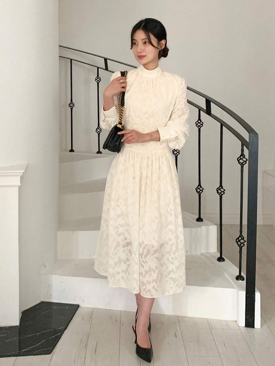 Women's Stand Collar 3D Floral Print Elegant Dress