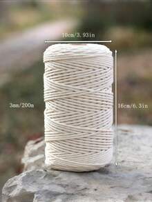 SHEIN Size Range 1MM To 5MM White Natural Macrame Craft Cord For  Handmade Bags Gift Wrapping Tags Bundling Decoration Home Decor Party Supplies Crafting Essentials Macrame String Strong Versatile Decorative Rope Festive Celebrations Craft Projects - Beige - View 8