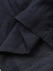 DAZY 2pcs/Set Women Navy Blue Autumn Smart Casual Office Long Sleeve Zipper Pleated Collar Pocket Waist Cinched Flare Leg Pants Lounge Sets Street Wear - Navy Blue - View 7