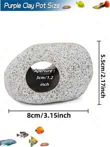 水族箱隐藏岩洞，斗鱼缸配件隐藏处装饰，斗鱼玩具隧道鱼洞，玻璃容器配件，适用于：水生宠物的繁殖、玩耍和休息 - 彩色 - 查看 16