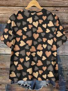 EMERY ROSE Casual Minimalist All-Over Print Plus Size Summer T-Shirt Suitable For Going Out - Multicolor - View 2