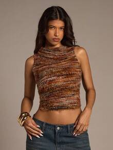 Aloruh Women's Red Striped Collared Top, Autumn/Winter New Arrival - Multicolor - View 3