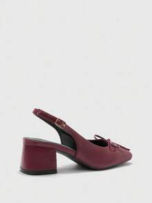 CUCCOO BIZCHIC Women's Fashion Burgundy Backstrap Classic Low Chunky Heel Flats, Versatile For Daily, Commute, Elegant Office Wear For Christmas