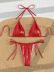 Swim Basics 2025 Solid Color Bikini Swimsuit - Micro Triangle