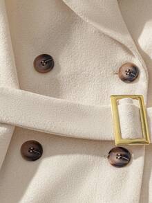 GlowEve CURVE Veste style anglais croisée pour femmes grandes tailles, polyvalente et pour un style casual chic en automne/hiver. Vêtement simple et assorti pour les femmes en saison automnale - Nude - Voir 4