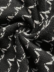 Roveilla 加大码法式优雅黑白撞色长袖针织开衫和裙子套装 - 黑色 - 查看 3