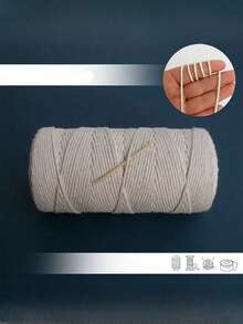 SHEIN Size Range 1MM To 5MM White Natural Macrame Craft Cord For  Handmade Bags Gift Wrapping Tags Bundling Decoration Home Decor Party Supplies Crafting Essentials Macrame String Strong Versatile Decorative Rope Festive Celebrations Craft Projects - Beige - View 2