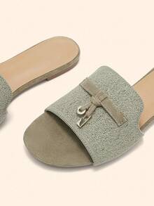 CUCCOO BASICS Women's Comfortable Breathable Flat Sandals With Metal Decor For Christmas Spring Shoes Summer Shoes - Green - View 4