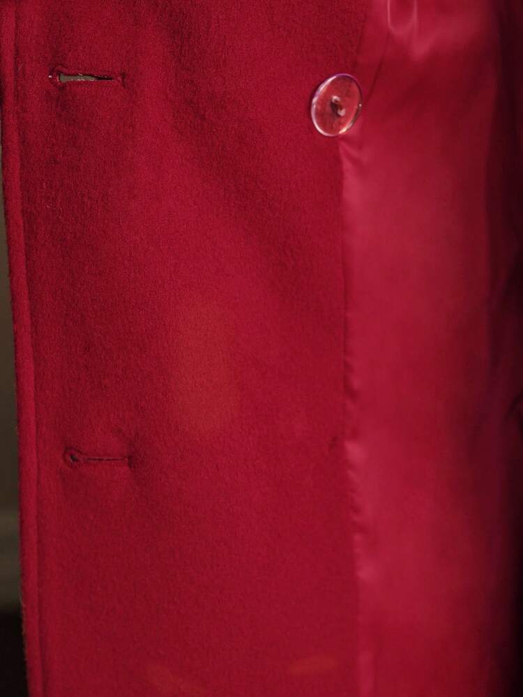 EMBROIDERY DOUBLE BREASTED BELTED OVERCOAT