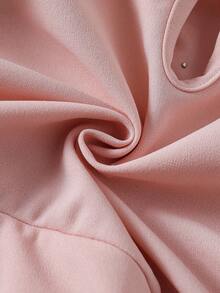 SHEIN 年轻女孩两件套：珍珠装饰修身长袖衬衫 + 修身喇叭裤，春秋季休闲装 - 粉色 - 查看 4