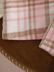 Souflis Souflis Bộ 2 món quần áo thu cho bé gái phong cách thường ngày, bộ đồ mùa đông kẻ sọc, áo khoác và váy - Hồng - Xem 6