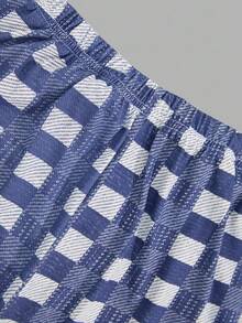 RueChic 3pcs Men's Plaid Pocket T-Shirt, Shorts, And Pants Pajama Set - Grey - View 6