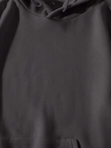 EURMUSE Áo nỉ có mũ in họa tiết tối giản dành cho nam - màu đen - Xem 5