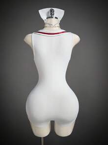 SHEIN ICON Bộ đồ liền thân chủ đề y tá gợi cảm dành cho nữ - trắng - Xem 2