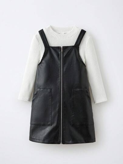 Maija Kids Maija Kids 2件套年轻女孩立领长袖T恤连衣裙