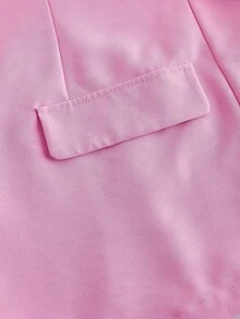 SHEIN MOD 女士梦幻浪漫粉色优雅蝴蝶结西装外套，适合秋冬季约会、派对、生日、庆典 - 粉色 - 查看 5