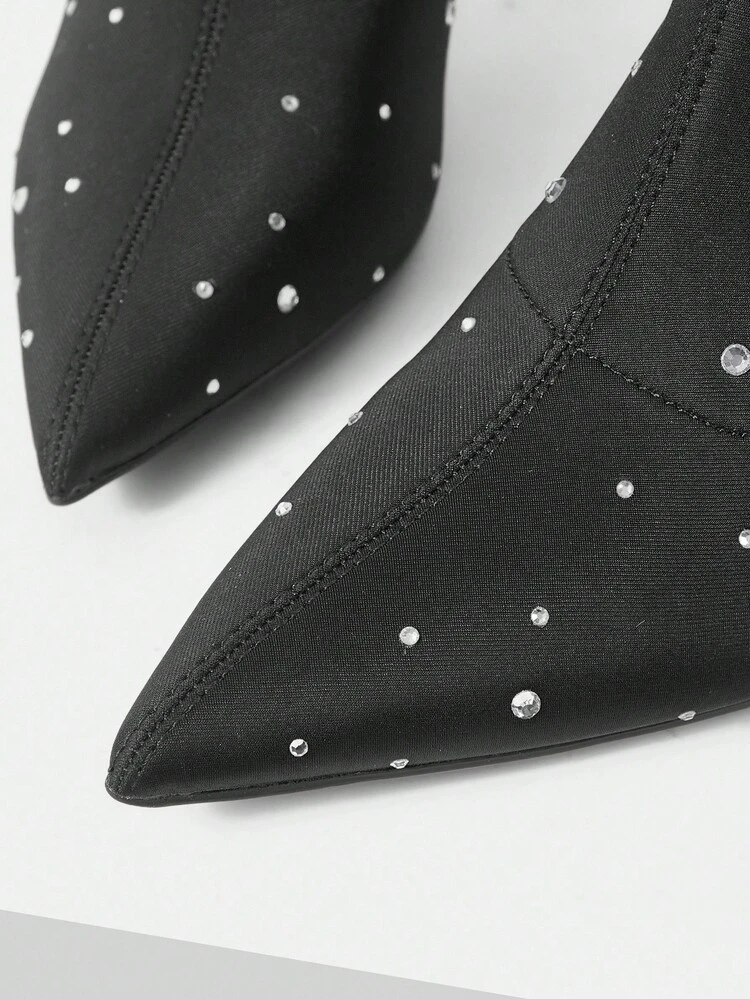 NEW CRYSTAL & RHINESTONE POINTED TOE STILETTO HEEL ANKLE BOOTS FOR WOMEN, SPRING/AUTUMN FOR CHRISTMAS