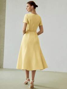 MOTF PREMIUM ROBE PLISSÉE CEINTURÉE - Jaune citron - Voir 2