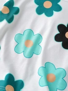 Sparklyn 女童度假休闲碎花宽松T恤+梭织纹理宽松裤套装 - 彩色 - 查看 3