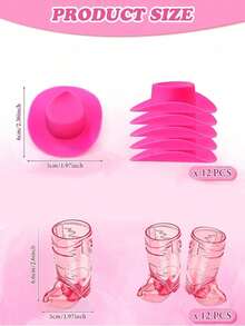 24件套（12顶迷你塑料牛仔帽和12个牛仔靴杯），西部牛仔帽靴杯，派对用品，适合主题生日派对装饰和牛仔单身派对礼品，1盎司