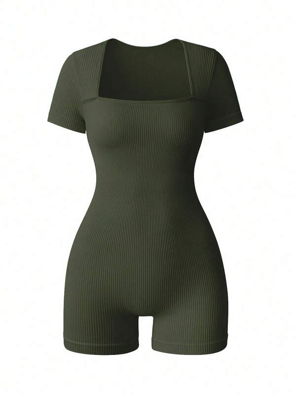 Gameset SHEIN Sport 无缝罗纹高弹力瑜伽运动连体裤