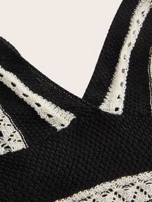 SHEIN PETITE Large Size Spring And Autumn Holiday Crochet Long Sweater Dress - Multicolor - View 4