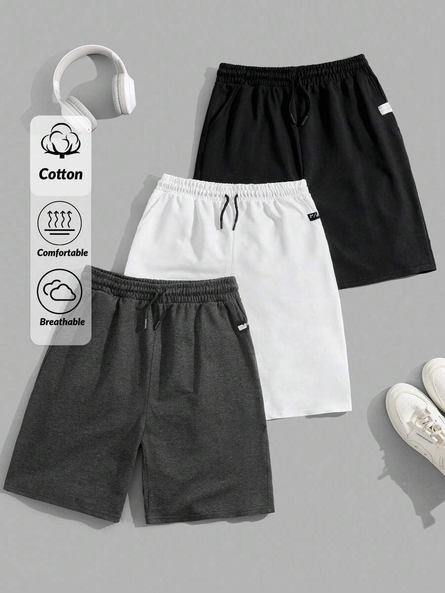 RueChic Men Cottonline 3pcs Pack Drawstring Patched Regular Short - Multicolor - View 1