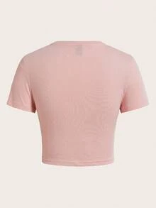 SHEIN EZwear 3 件套女式圆领短袖修身 T 恤，适合夏季外出，黑色、粉色和奶油黄色，95% 纯棉，复古，可爱的夏季上衣，柔软女孩，夏季外出单品，居家，返校，秋季女装，百搭，俱乐部，派对 - 彩色 - 查看 8