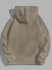 EURMUSE Cotton Men Pocket Front Solid Casual Drawstring Hoodie - Krem - View 4