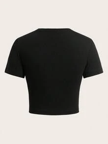 SHEIN EZwear 3 件套女式圆领短袖修身 T 恤，适合夏季外出，黑色、粉色和奶油黄色，95% 纯棉，复古，可爱的夏季上衣，柔软女孩，夏季外出单品，居家，返校，秋季女装，百搭，俱乐部，派对 - 彩色 - 查看 3