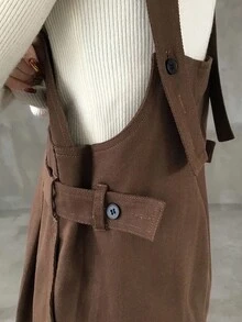 FRIFUL 女士纯色宽松休闲连体裤，带吊带，适合机场旅行，时尚秋季工装裤