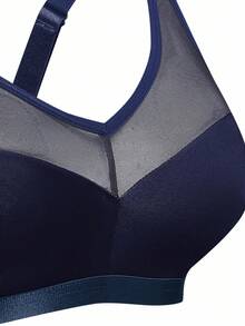 ملابس داخلية بألوان كحلي داكن تصميم بسيط لا سلكي كابات للنساء البدينات - أزرق بحري - مشاهدة 4