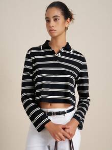 Airaco Women's Casual Commuter Striped Long Sleeve Top, Spring/Autumn Fall Cloth For Women - Black - View 2