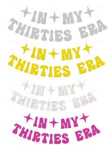 1pc In My Thirties Era Banner For Singer Birthday Party 30th Birthday Party Decorations Back To School Valentine Day - Multicolor - View 2