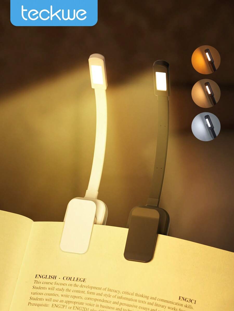 1 Stück aufladbares Buchleselicht für nächtliches Lesen, augenfreundliche Leselampe für Bücher im Bett, einstellbarer Klemm-Buchleuchte, 3 Farbtemperaturen, leicht, perfektes Geschenk für Buchliebhaber, mini leichter Klemm-Buchleuchte (Batterie/aufladbar 500mAh)
