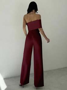 Mono modesto todo blanco para mujer, estilo "old money" casual de negocios para salir, diseño elegante con giro 3D sin mangas y espalda descubierta, adecuado para primavera, verano, otoño, invierno, festivales de música, vuelta al cole, vacaciones, ir al trabajo, aeropuerto - Granada - Ver 2