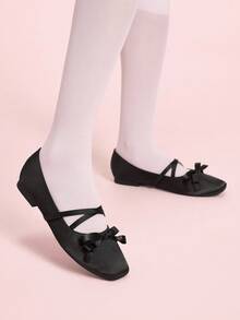 CUCCOO DOLLMOD 经典优雅时尚可爱蝴蝶结装饰玛丽珍平底鞋，适合万圣节、圣诞节 - 黑色 - 查看 3