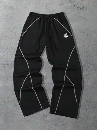 Street Life Men's Contrast Stitching Loose Sweatpants, Baggy