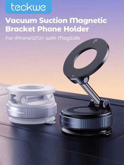 X68 Car Phone Stand Mechanical Vacuum Suction Cup Rotate 360° Strong Magnetic Adsorption Bracket Navigation Universal Holder Compatible With IPhone, Android Phone, Gift For Birthday, Family, Friends Car Accessories, Car Phone Holder