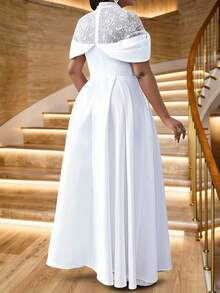 Fleurora 春夏优雅白色复古风工作婚礼招待会情人节新年派对针织深V领水钻荷叶边新款修身连衣裙大码连衣裙正式舞会礼服大码连衣裙、晚礼服、婚礼宾客礼服女士婚礼宾客礼服曲线白色连衣裙优雅婚礼宾客礼服优雅秋季婚礼宾客礼服 - 白色 - 查看 2