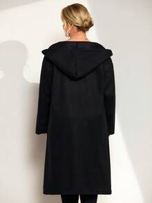 Momelise 大码女式休闲连帽印花口袋长袖大衣